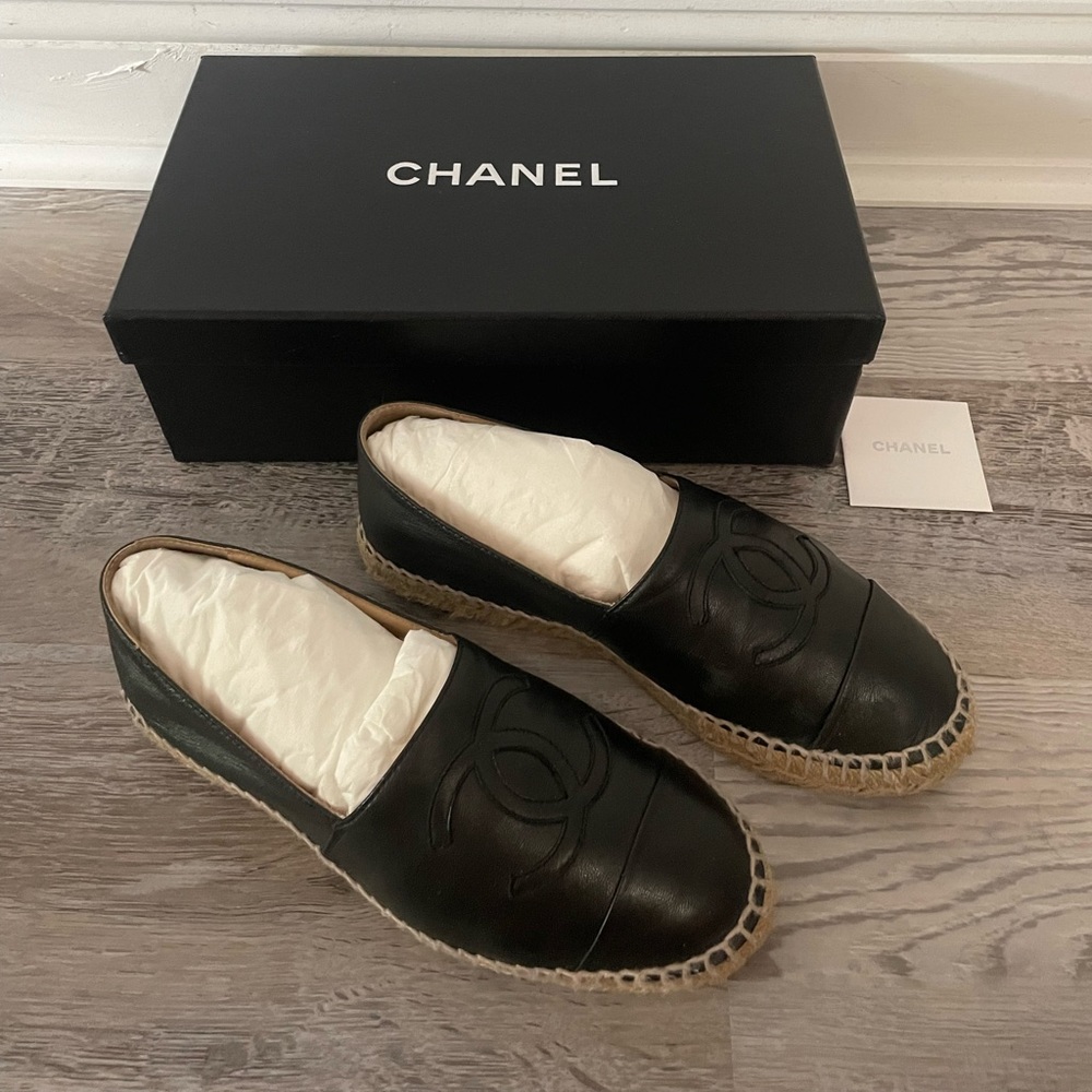 Chanel Espadrilles Lambskin Black Size 36